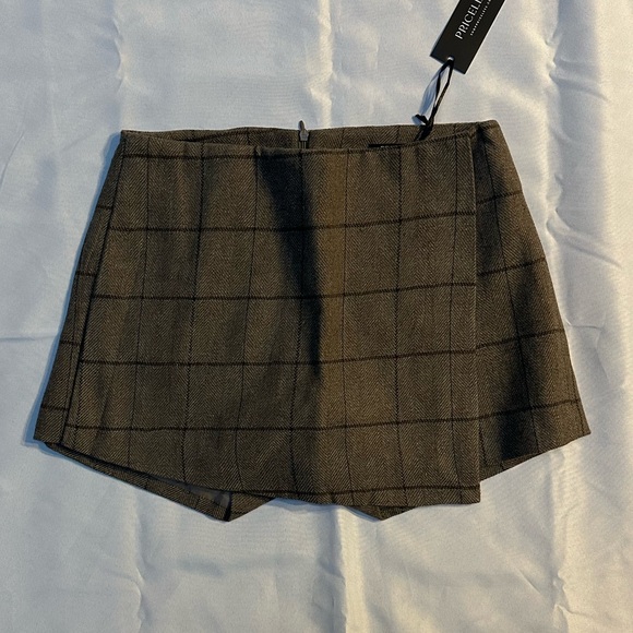 Plaid Brown Skirt by Priceless - Picture 1 of 3